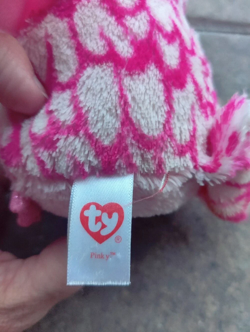 Ty Pinky Plush Owl Toy with Patterned Feathers